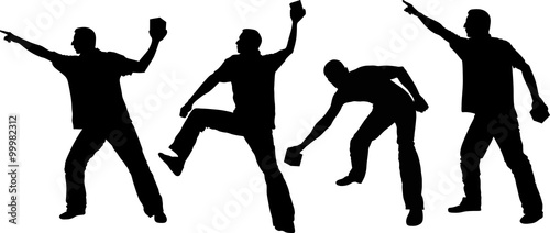 silhouette of man throwing objects