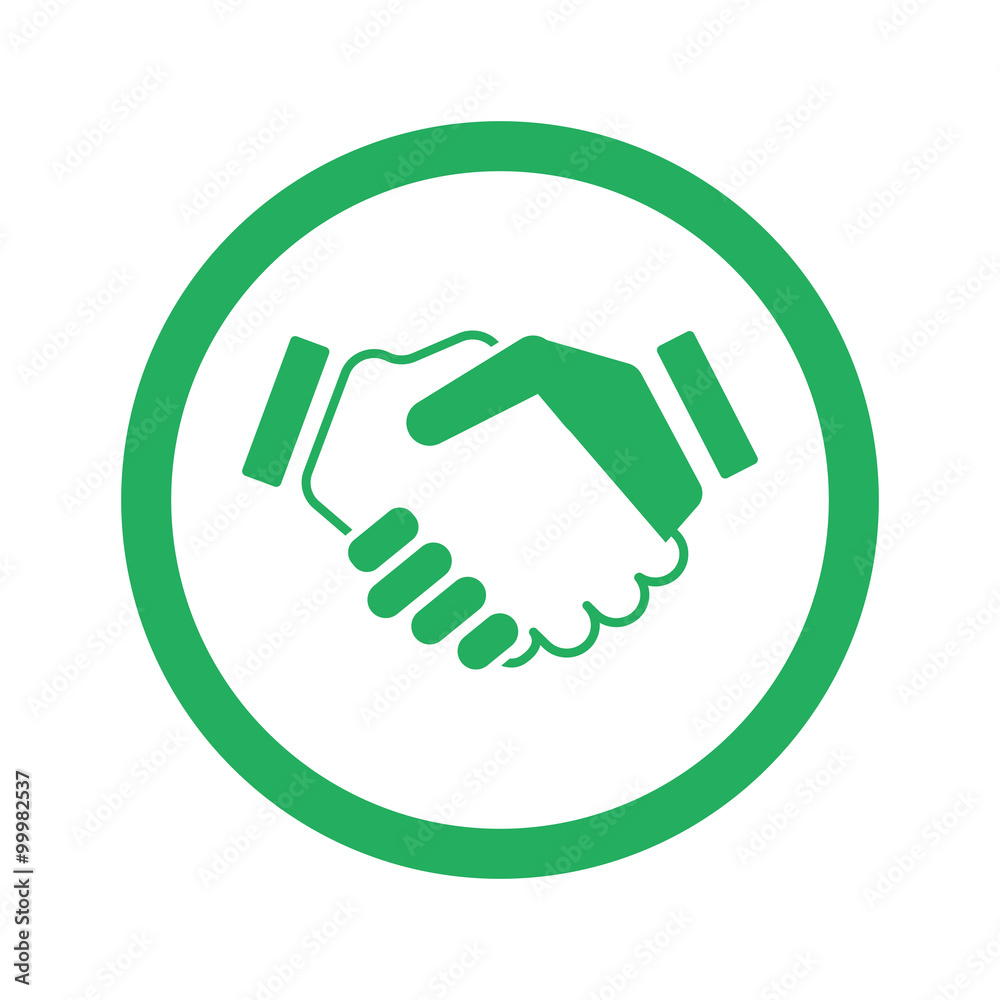 Flat green Handshake Agreement icon and green circle