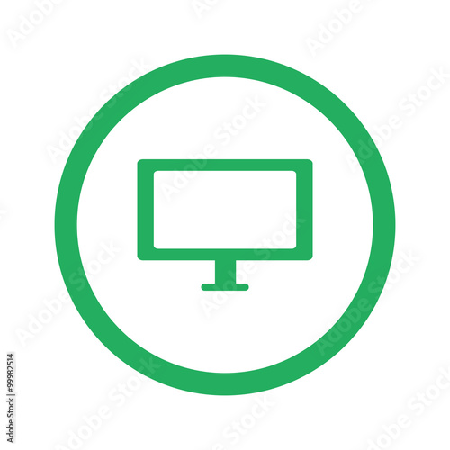 Flat green Computer Screen icon and green circle