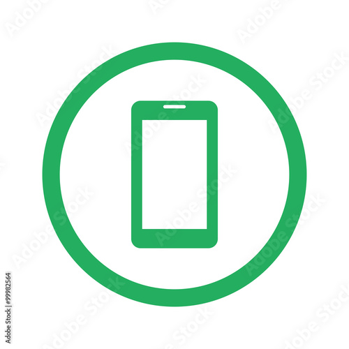 Flat green Mobile Phone icon and green circle