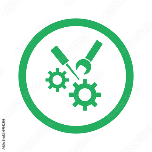 Flat green Service icon and green circle