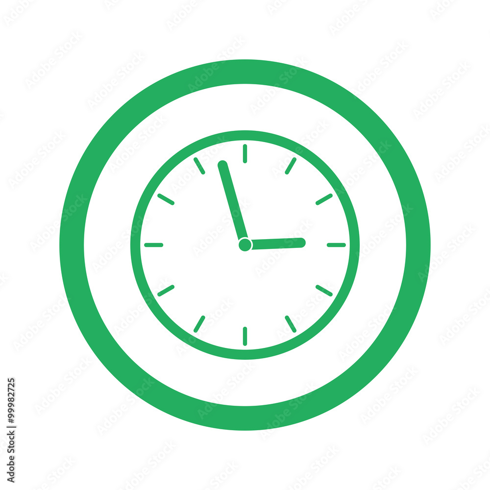 Flat green Clock icon and green circle Flat green Clock icon and green circle