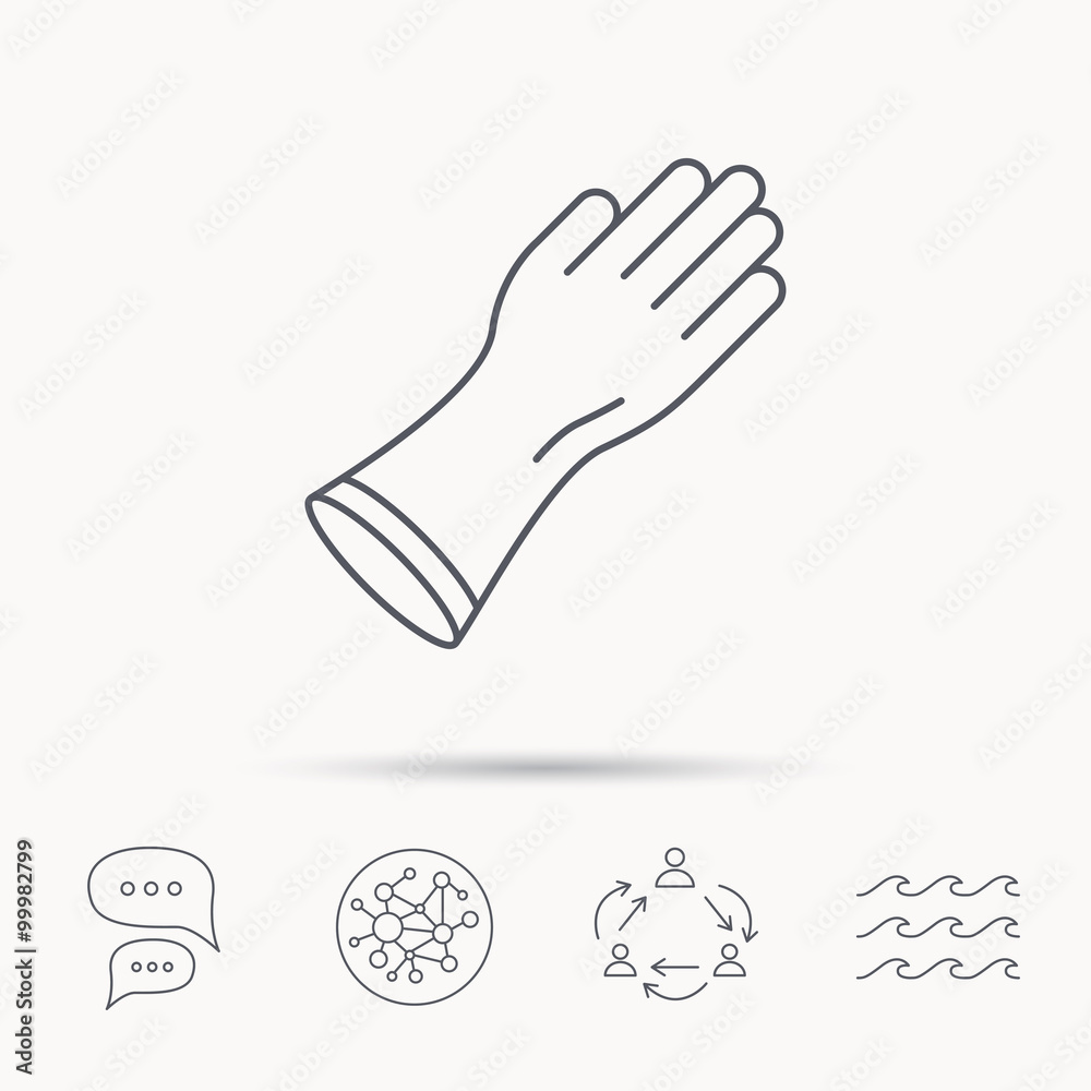 Obraz premium Rubber gloves icon. Latex hand protection sign.