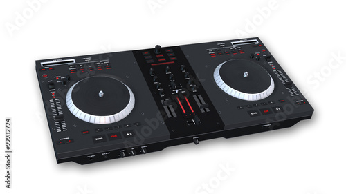 DJ Turntables, audio equipment isolated on white background, electronic music 
