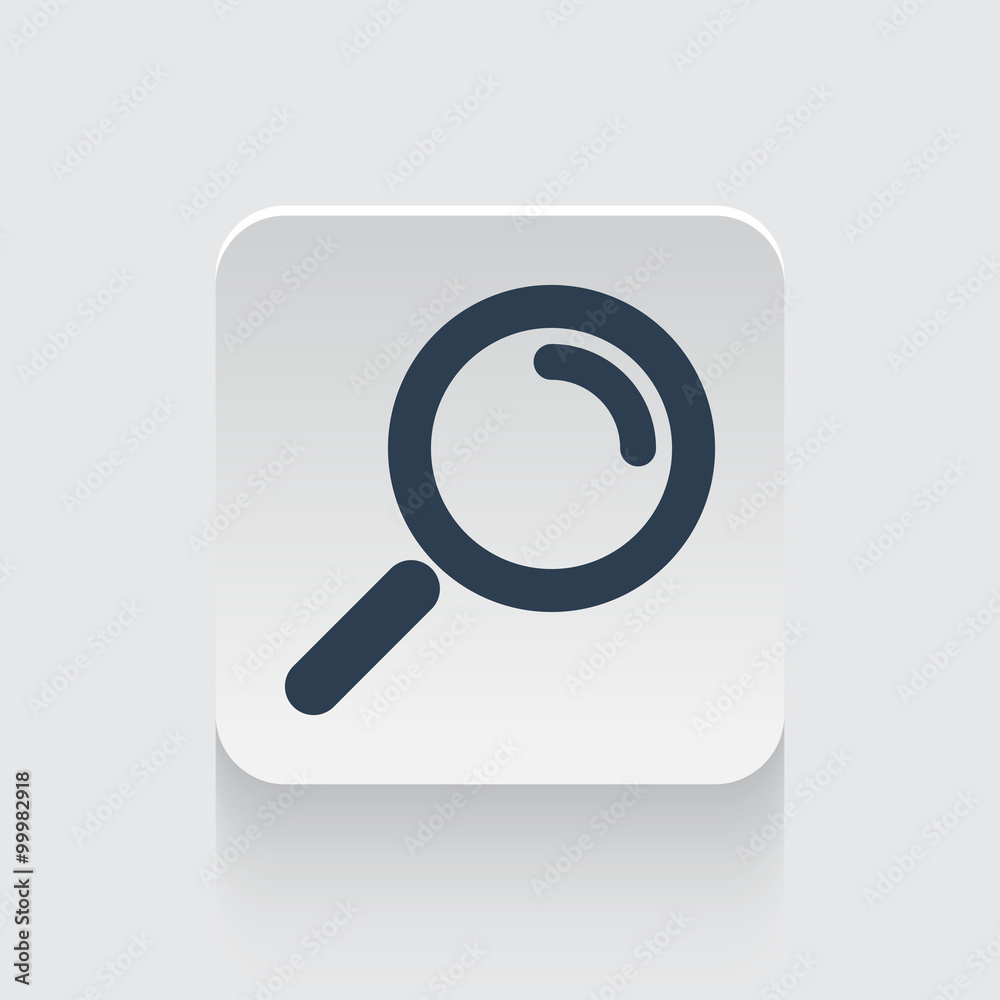 Flat black Magnifying Glass icon on rounded square web button Flat black Magnifying Glass icon on rounded square web button