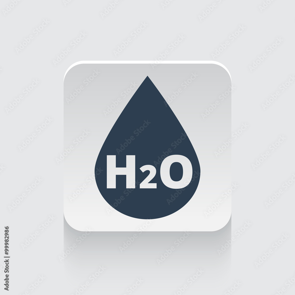 Flat black Water icon on rounded square web button