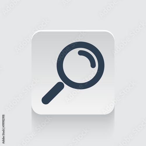 Flat black Magnifying Glass icon on rounded square web button