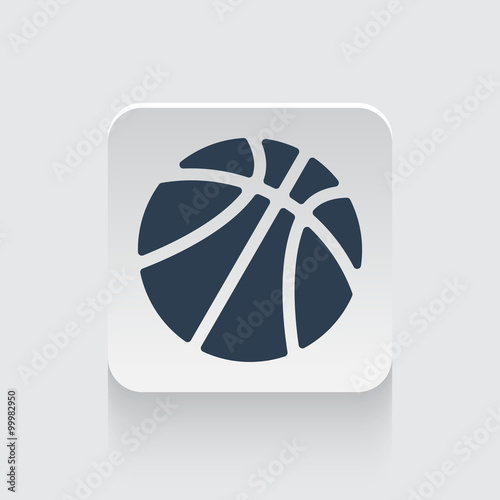 Flat black Basketball icon on rounded square web button