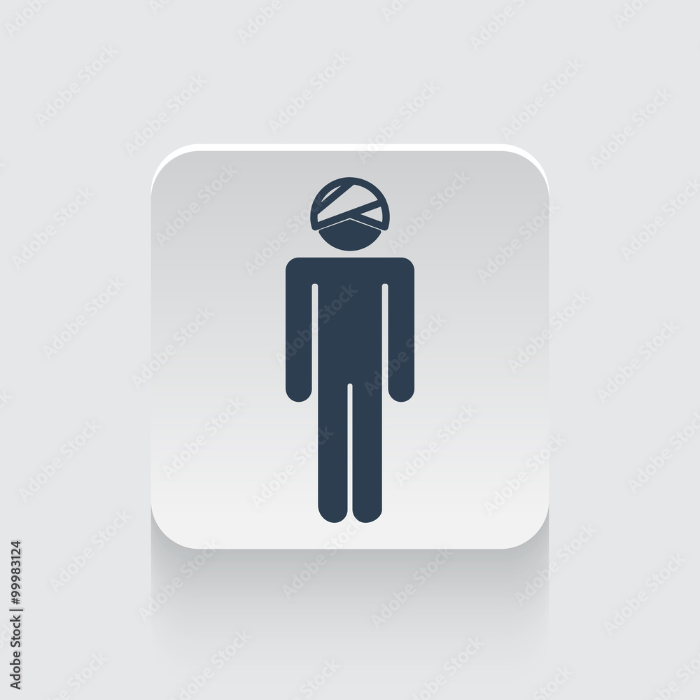 Flat black Head icon on rounded square web button Flat black Head icon on rounded square web button