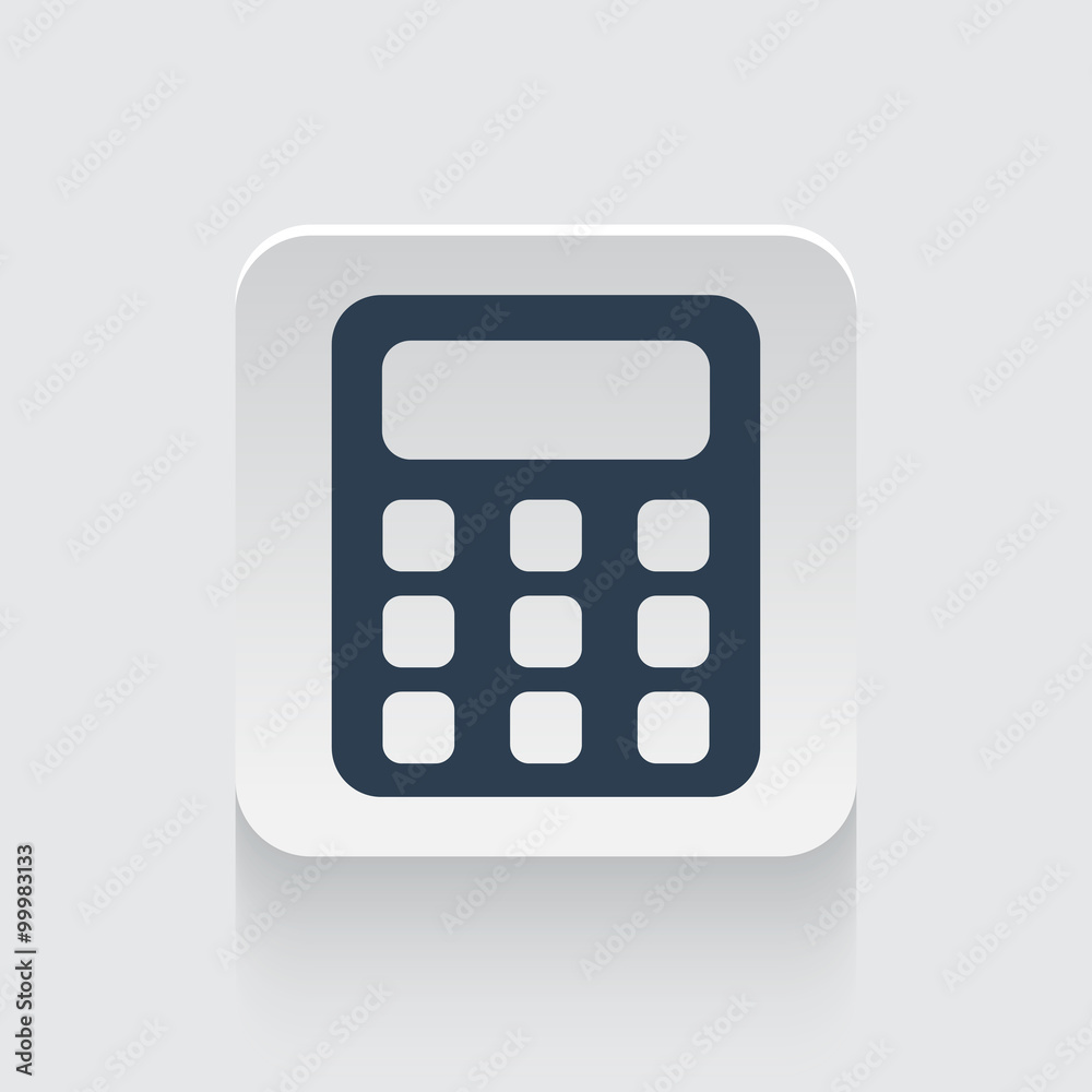 Flat black Calculator icon on rounded square web button Flat black Calculator icon on rounded square web button