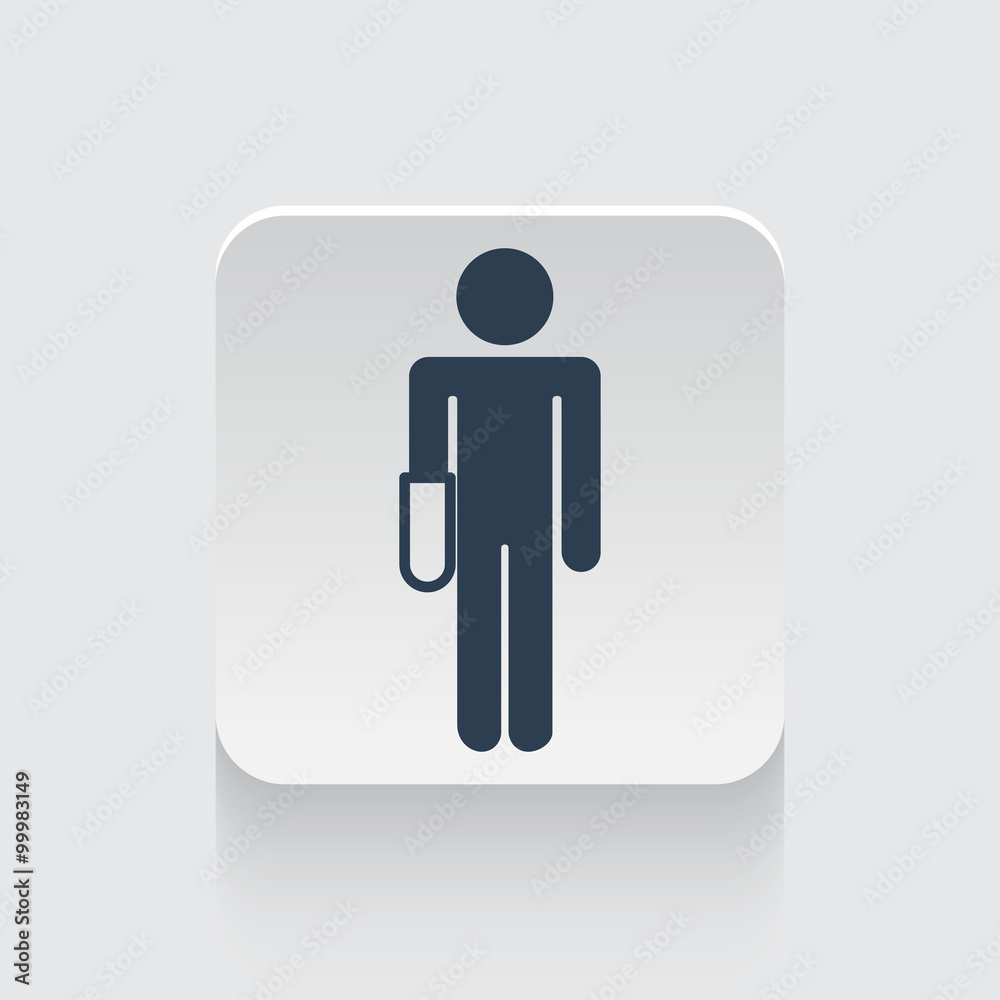 Flat black Hand icon on rounded square web button
