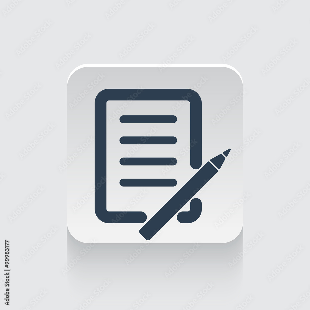 Flat black Pen And Paper icon on rounded square web button Flat black Pen And Paper icon on rounded square web button