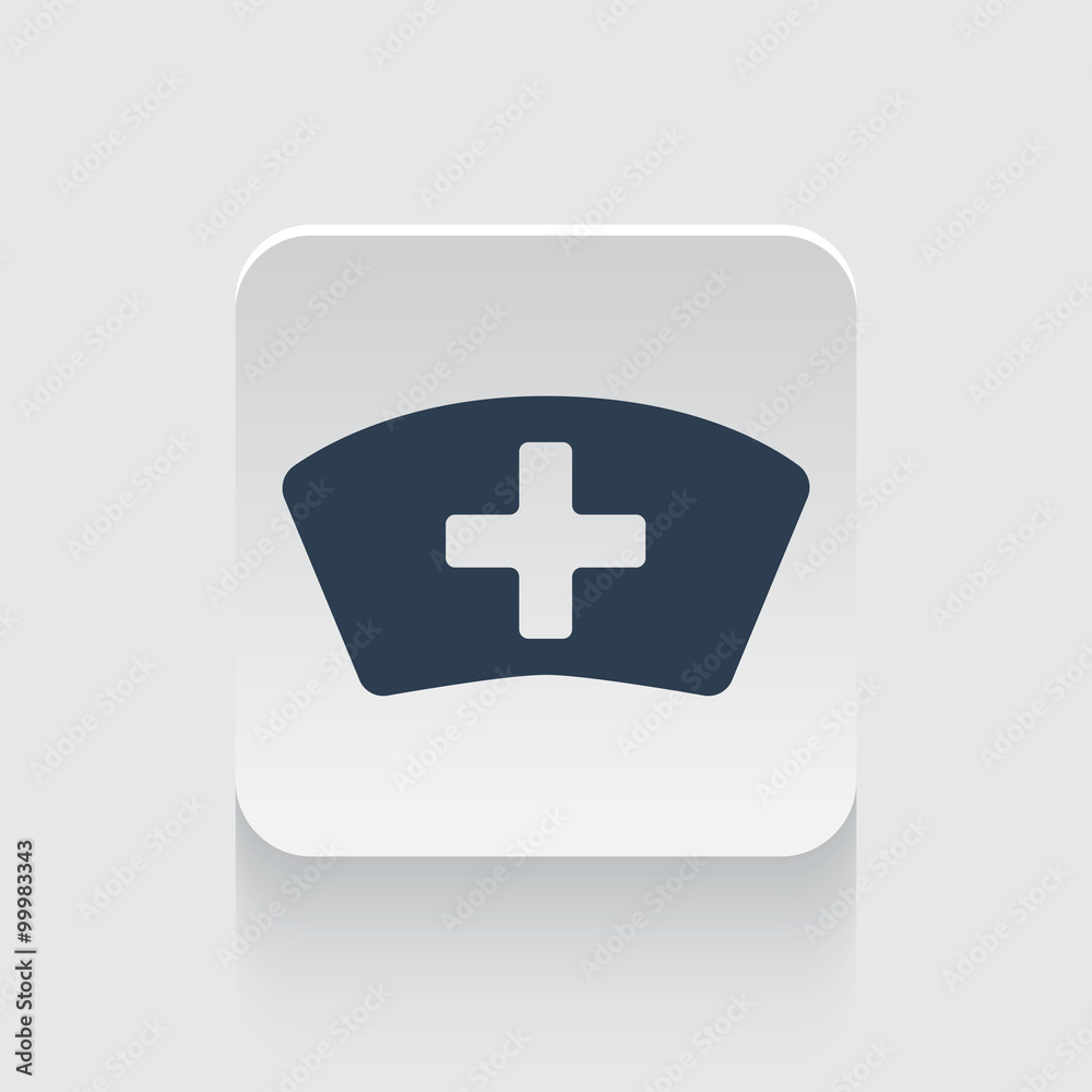 Obraz premium Flat black Nurse icon on rounded square web button