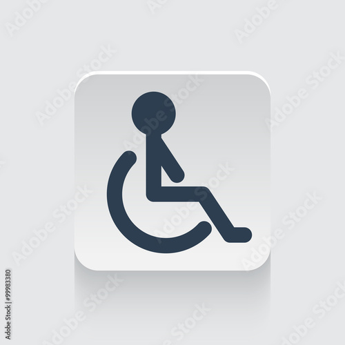 Flat black Wheel Chair icon on rounded square web button