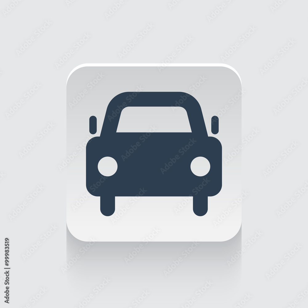 Flat black Car icon on rounded square web button
