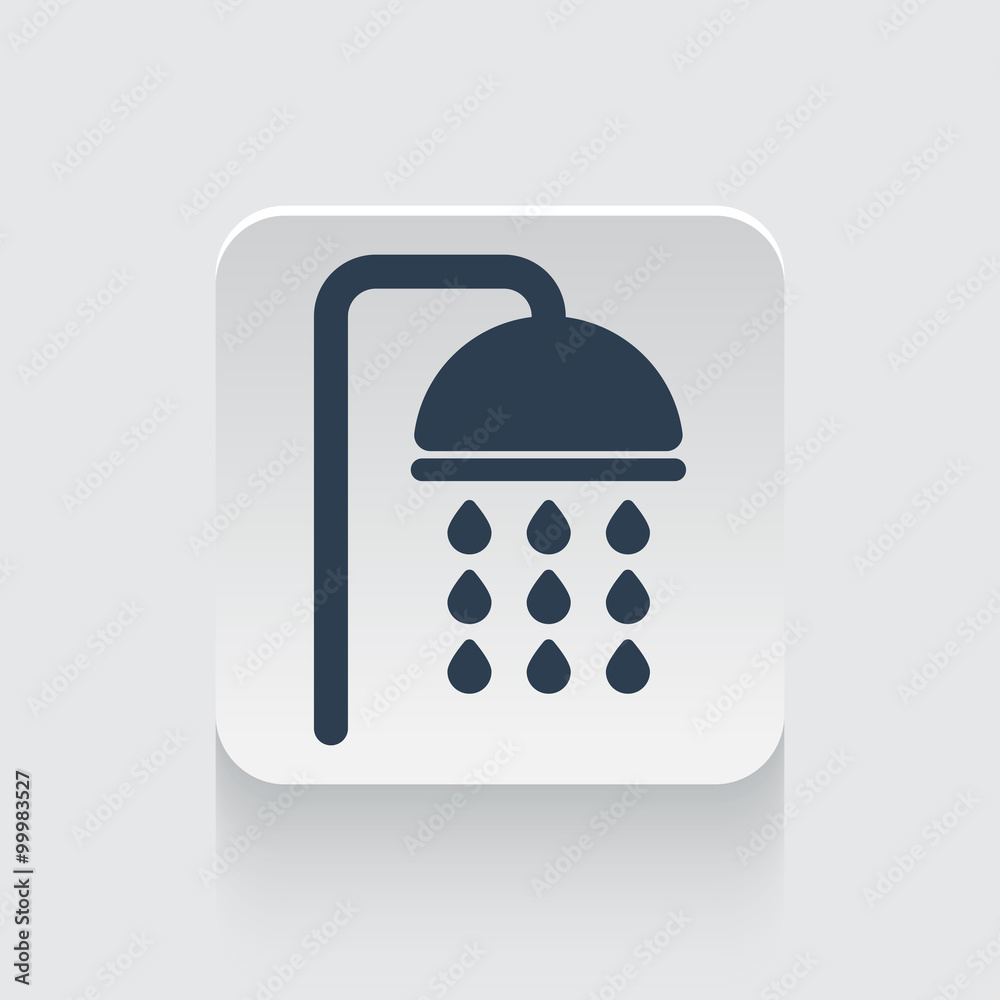 Flat black Shower icon on rounded square web button Flat black Shower icon on rounded square web button