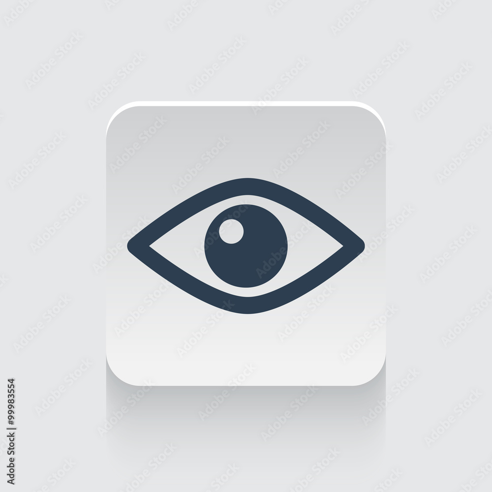 Flat black Eye icon on rounded square web button Flat black Eye icon on rounded square web button