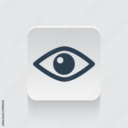 Flat black Eye icon on rounded square web button