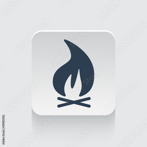 Flat black Bonfire icon on rounded square web button