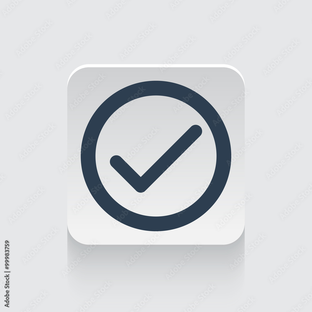Flat black Confirm icon on rounded square web button Flat black Confirm icon on rounded square web button