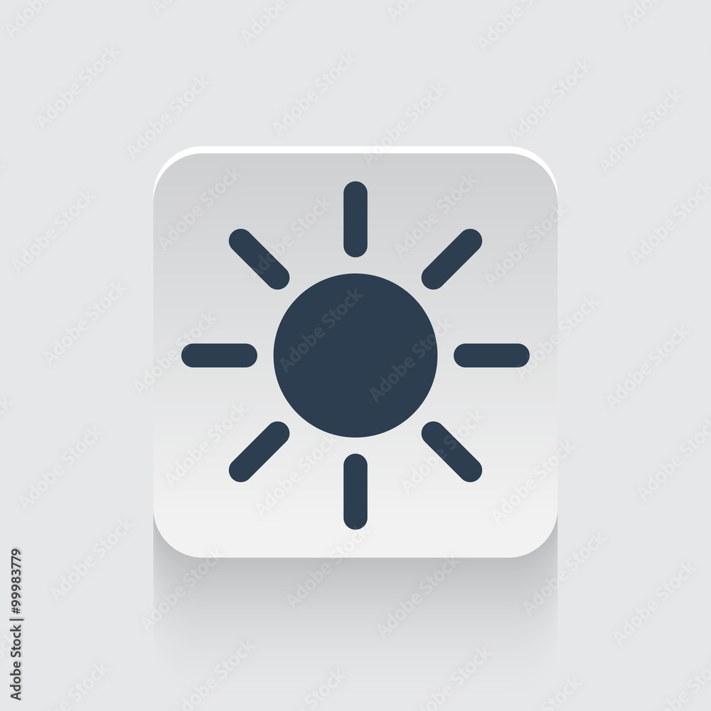 Flat black Sun icon on rounded square web button Flat black Sun icon on rounded square web button