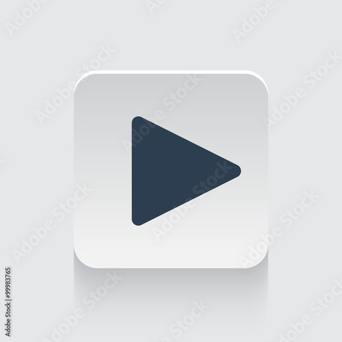 Flat black Play icon on rounded square web button