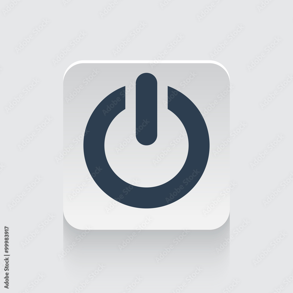Flat black Power icon on rounded square web button Flat black Power icon on rounded square web button