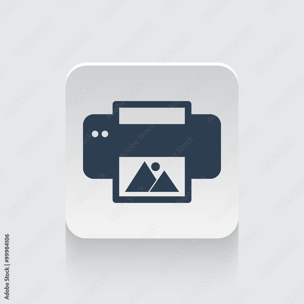 Flat black Photo Printing icon on rounded square web button Flat black Photo Printing icon on rounded square web button
