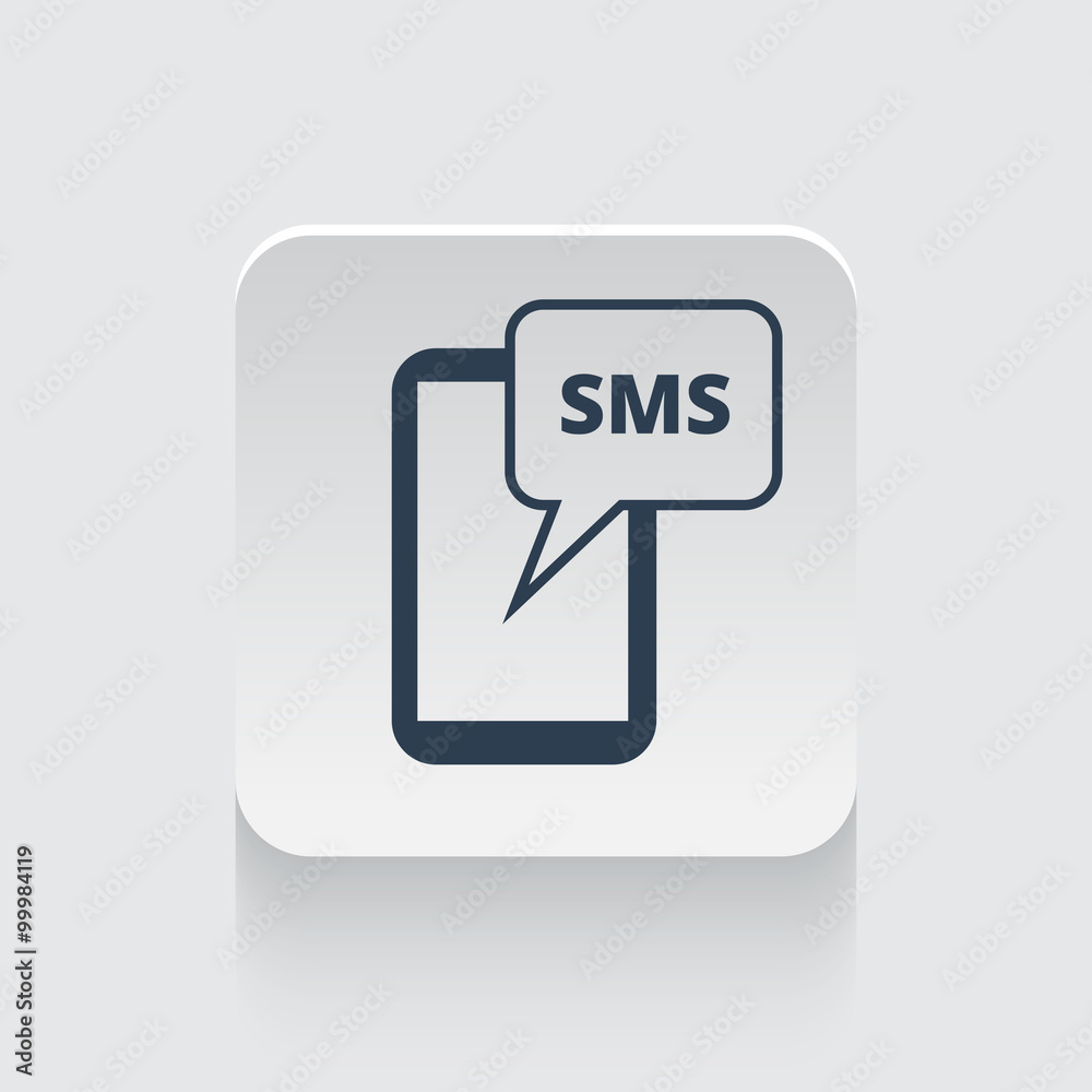Flat black Sms icon on rounded square web button Flat black Sms icon on rounded square web button