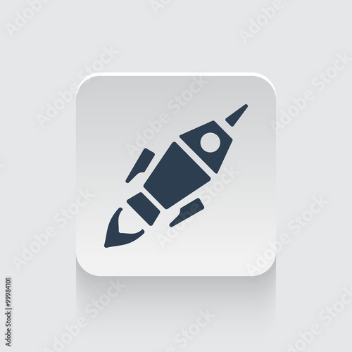 Flat black Rocket Launch icon on rounded square web button
