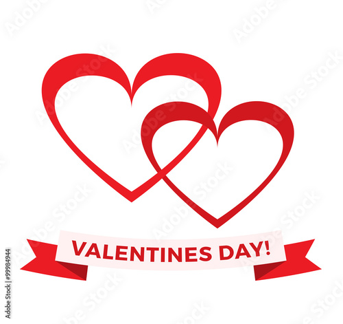 Vector hearts icons and valentines day greeting text illustration