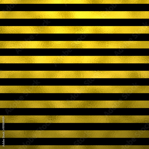 Gold Foil and Black Metallic Stripes Background Striped Texture
