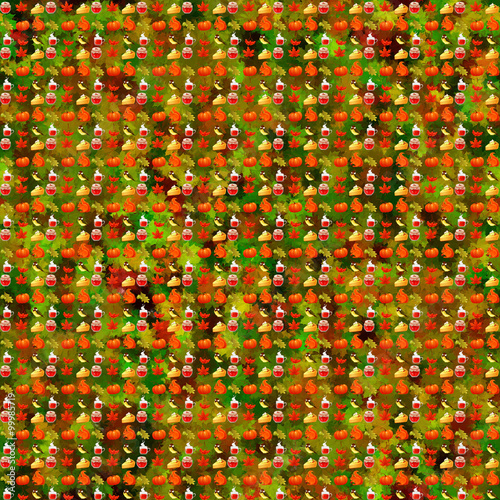 Autumnal pattern with elements from openclipart.org against the seamless abstractive wallpaper about fall.