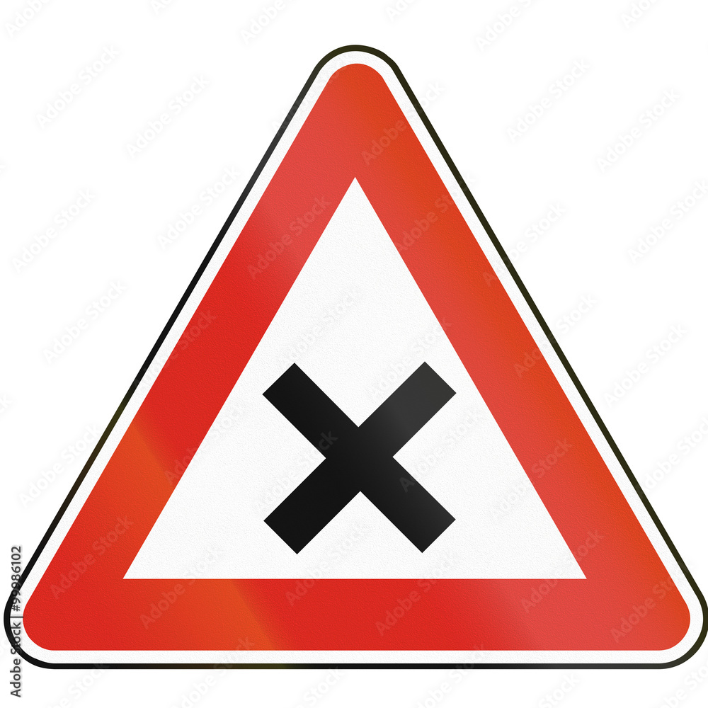 Road sign used in Slovakia - Intersection Road sign used in Slovakia - Intersection