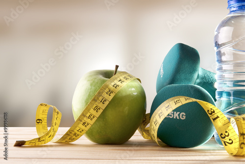 Lifestyle health diet and sports gym background front view