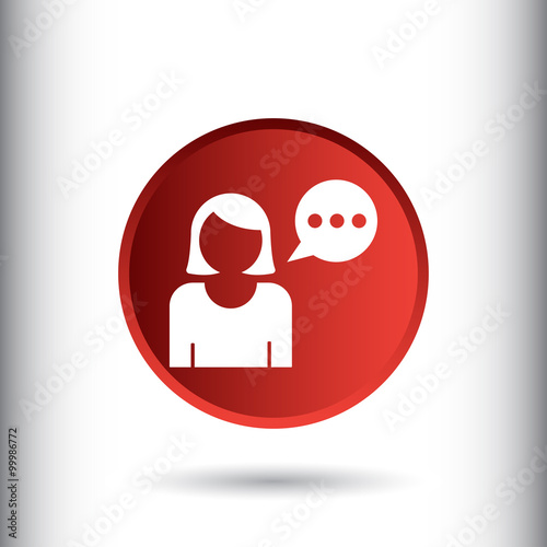 Woman with speech balloon icon
