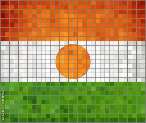 Flag of Niger - Illustration, 
Abstract Mosaic Nigerien flags, 
Grunge mosaic Flag of Niger, 
Abstract grunge mosaic vector