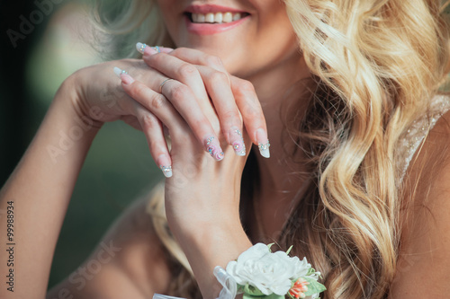 hands bride with manicure