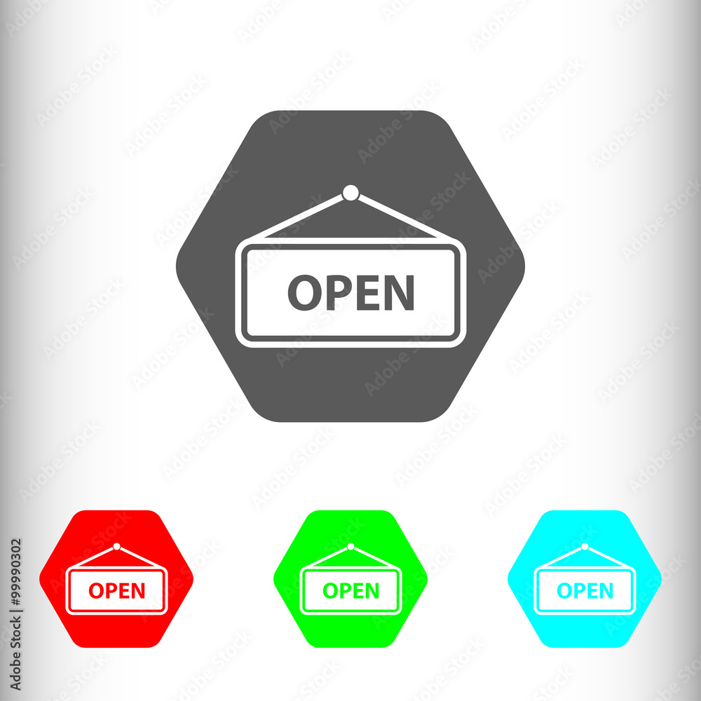 Open sign icon, vector illustration. Flat design style for web a Open sign icon, vector illustration. Flat design style for web a