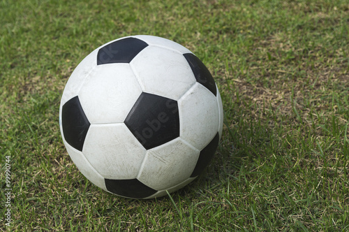 soccer ball on green grass © sakchaiphoto