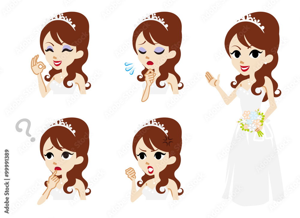 Bride full length and Facial expression set Bride full length and Facial expression set