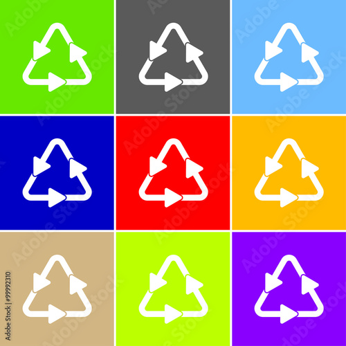 Recycling sign icon, vector illustration. Flat design style for