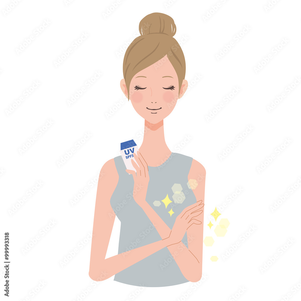 女性 美容 日焼け止め イラスト Stock ベクター Adobe Stock