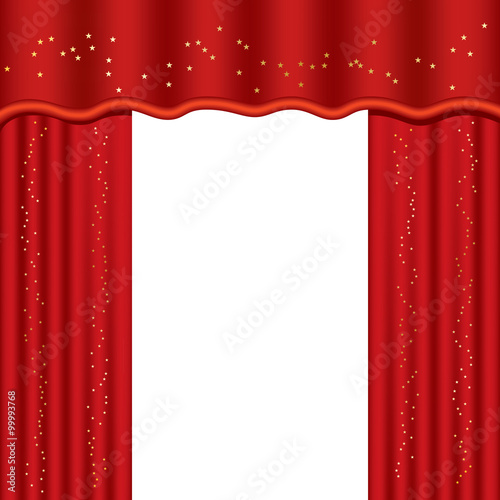 Red Theater curtains over white background, Vector illustration