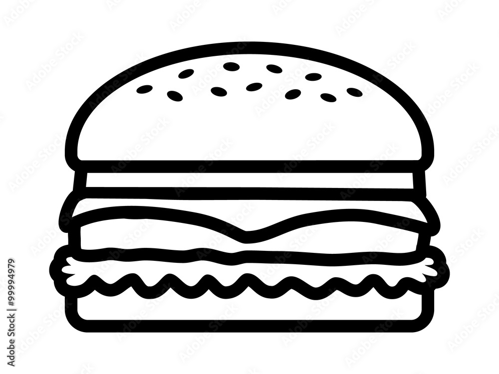 Hamburger / cheeseburger line art icon for food apps and websites Hamburger / cheeseburger line art icon for food apps and websites