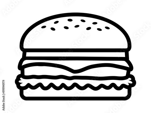 Hamburger / cheeseburger line art icon for food apps and websites