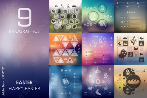 easter infographic with unfocused background