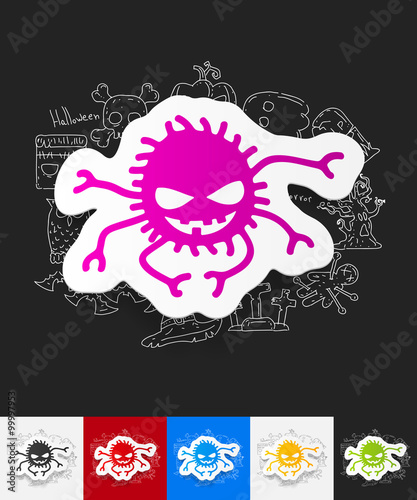 spider paper sticker with hand drawn elements