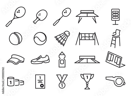 tennis, ping pong and badminton icons