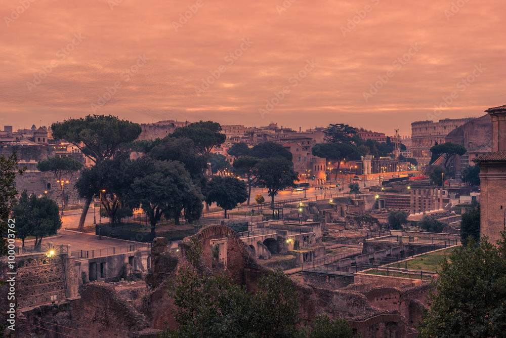 Rome, Italy: The Roman Forum in the sunrise